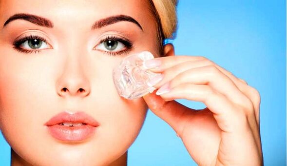 Cosmetic ice to rejuvenate the skin around the eyes